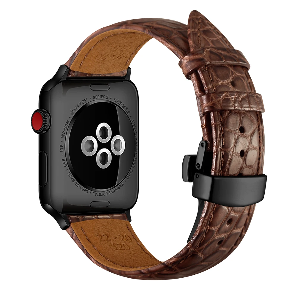 

Brown Genuine Leather Watch Band for Apple Watch 40mm 44mm Series 5/4 38mm 42mm Series 3/2/1 iwatch Men's Strap Smartwatch Belt