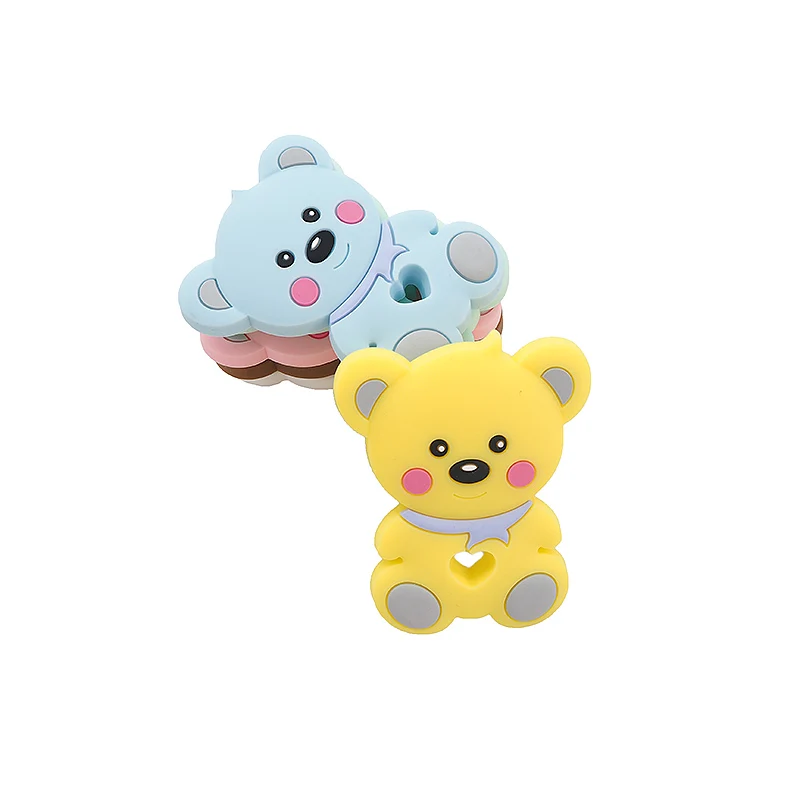 Chenkai 10 шт. силиконовый Teddy Teether детский мультяшный медведь Прорезыватель для зубов пищевой сорт для DIY жевания кормящих сосок цепи аксессуары