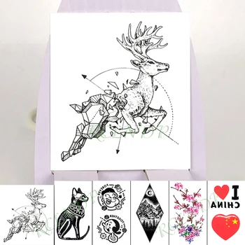 

Waterproof Temporary Tattoo Sticker Animal Deer dog forest Fake Tatto Hand Arm Foot Flash Tatoo for Kid Girl Men Women