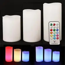 1pc mais novo alta qulity colorido controle remoto luz de vela 3 peça conjunto led temporizador eletrônico luz da vela luz da noite