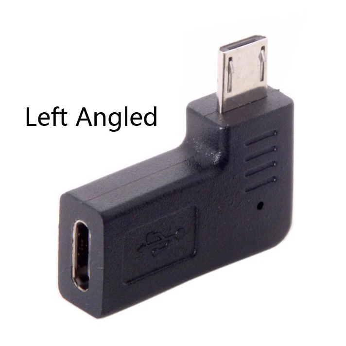 USB-C type-C Женский Micro-USB 2,0 5-контактный адаптер для передачи данных 90 градусов левый и правый угловой тип(левый угловой