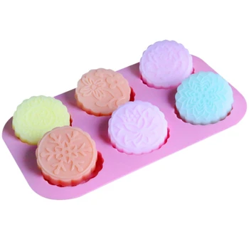 

Household 6-grids Silicon Moon Cake Shape Handmade Soap Mold Portable Unique Soap Making Tool Cake Mold For House Kitchen Bakery