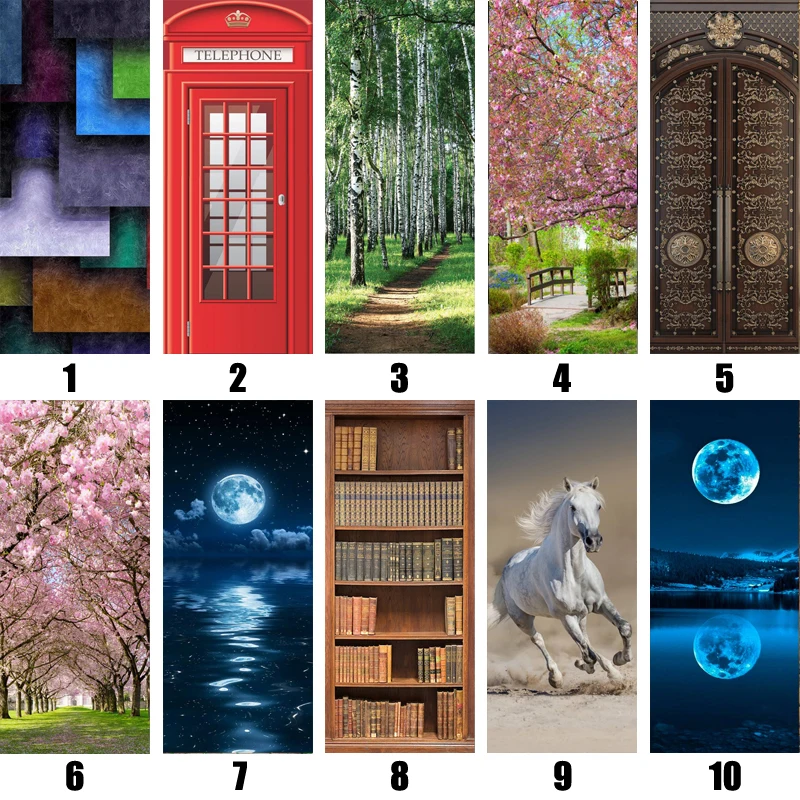 Creative Wholesales Door Sticker Wallpaper Wall Stickers Wall Print Decal Wall Deco Wall Mural Photo self adhesive door Wrap