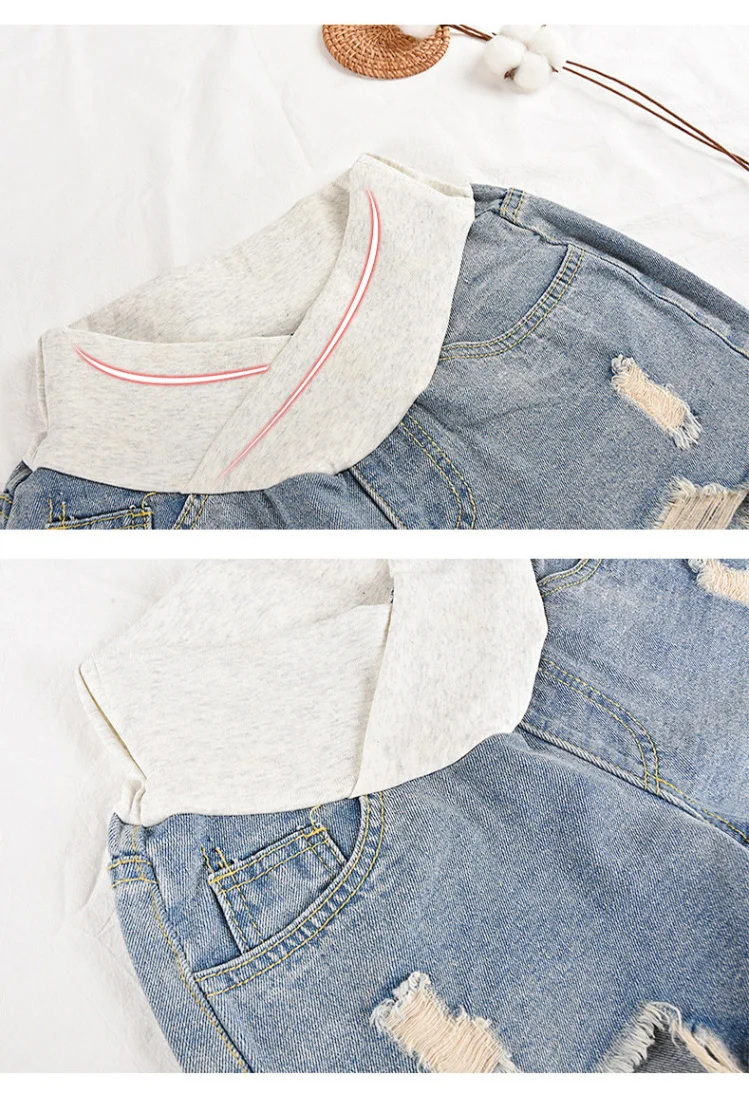 Famli Maternity Low Waist Shorts for Pregancy Women Pregnant Woman Summer Fashion Solid Denim Short Pants Jean Trousers M-XXL