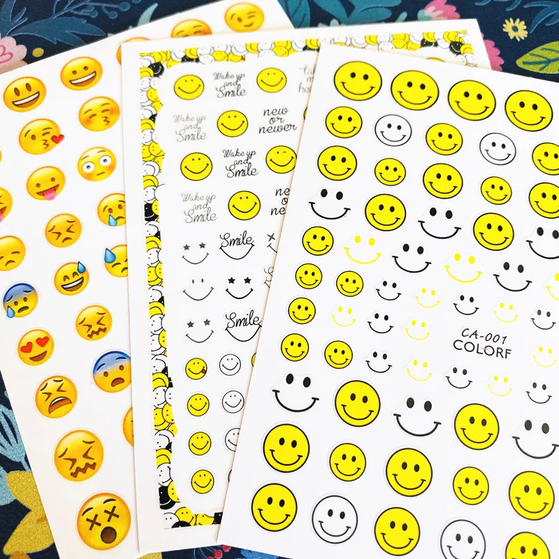 

Newest CA sereis CA-1-2-3 smiley face 3d nail art sticker nail decal stamping export japan designs rhinestones decorations