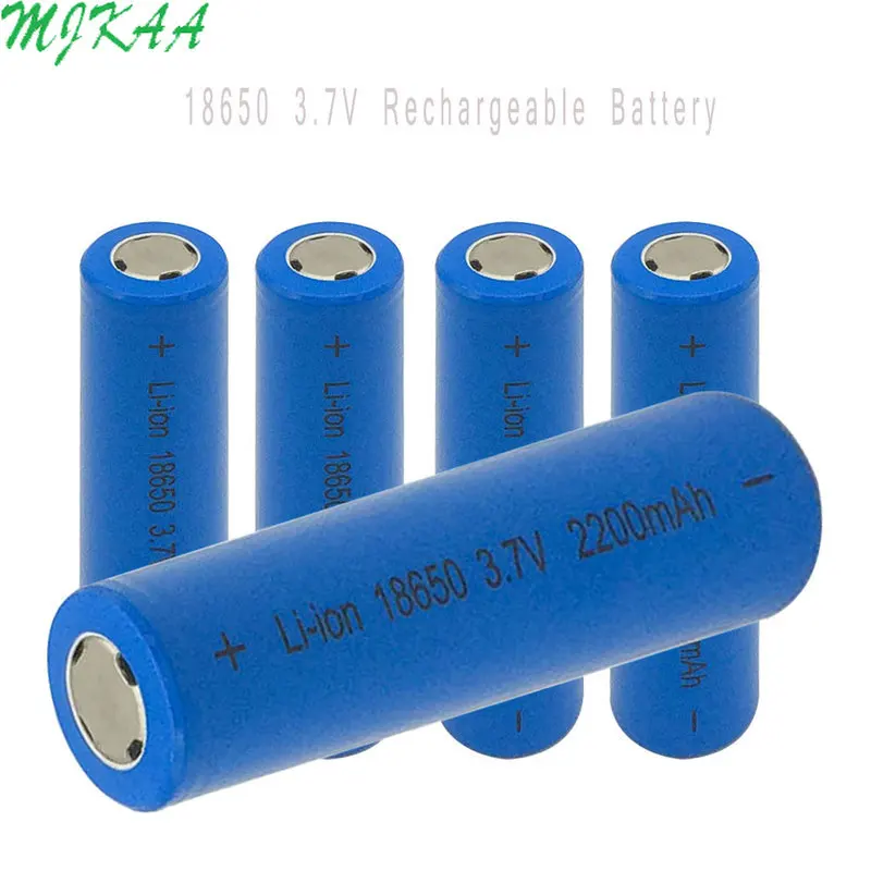 Icr18650 литиевых синий 2200 mah 3,7 V Li-Ion Перезаряжаемые без каблука верхние батареи