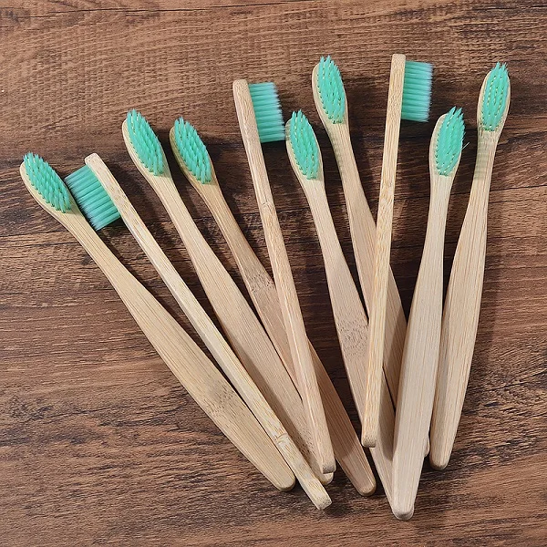 20PC light green 20 шт. Экологичная бамбуковая зубная щетка деревянная зубная щетка мягкая щетина наконечник уголь для взрослых уход за полостью рта логотип зубная щетка на заказ - Цвет: 20PC light green
