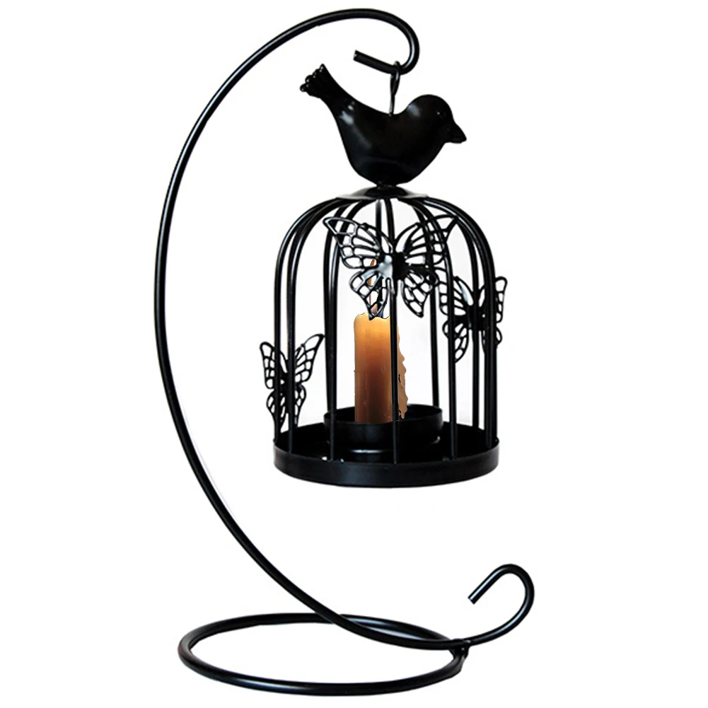 В форме клетки для птицы, светильник для чая, европейский стиль, свечи для домашнего декора, вечерние, подвесные, вращающиеся, украшение, металлический свадебный подарок