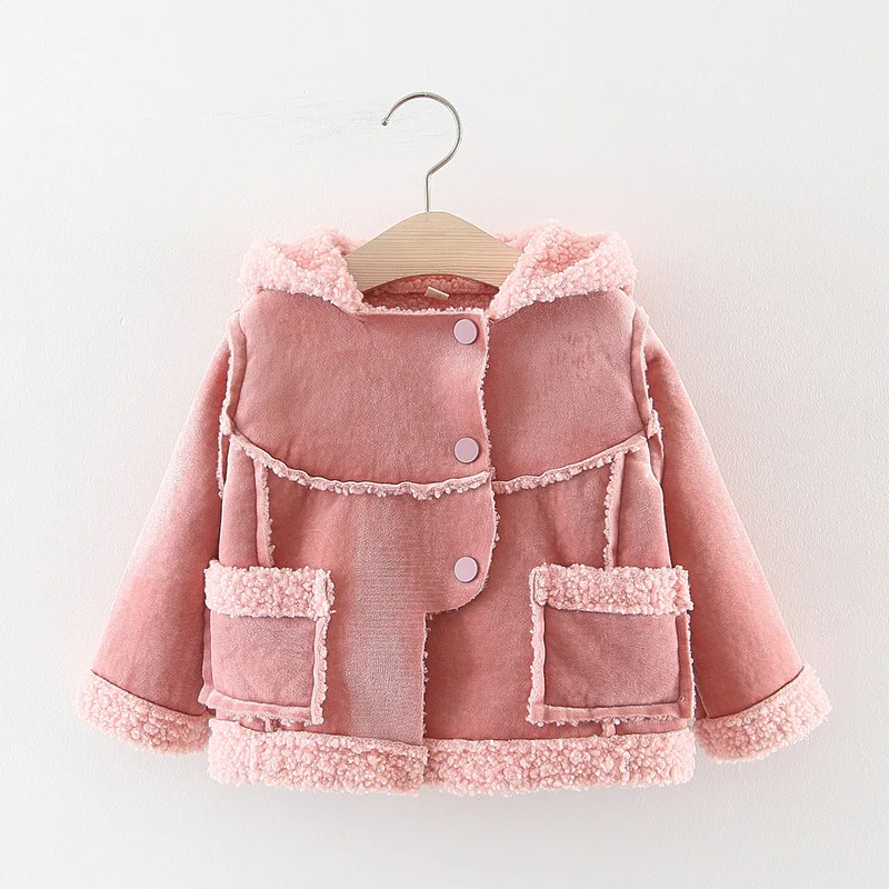 AF198 Pink Bear Leader/зимнее пальто для девочек; Новинка; брендовая куртка для маленьких девочек; теплые мягкие детские куртки; милая детская одежда; флисовая верхняя одежда с капюшоном - Цвет: AF198 Pink