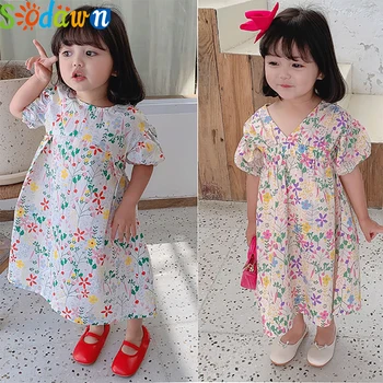 

Sodawn Girl Dress 2020 New Summer Kids Clothes Children Clothing Brand Flowers Print Sleeveless Baby Girl Dress Party Holiday