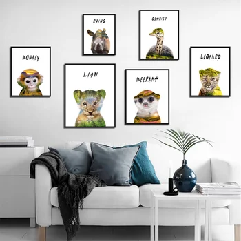 

Animal Portrait Poster Nordic Minimalism Print Canvas Print Mural Style Art Modular Living Room Bedroom Home Frameless