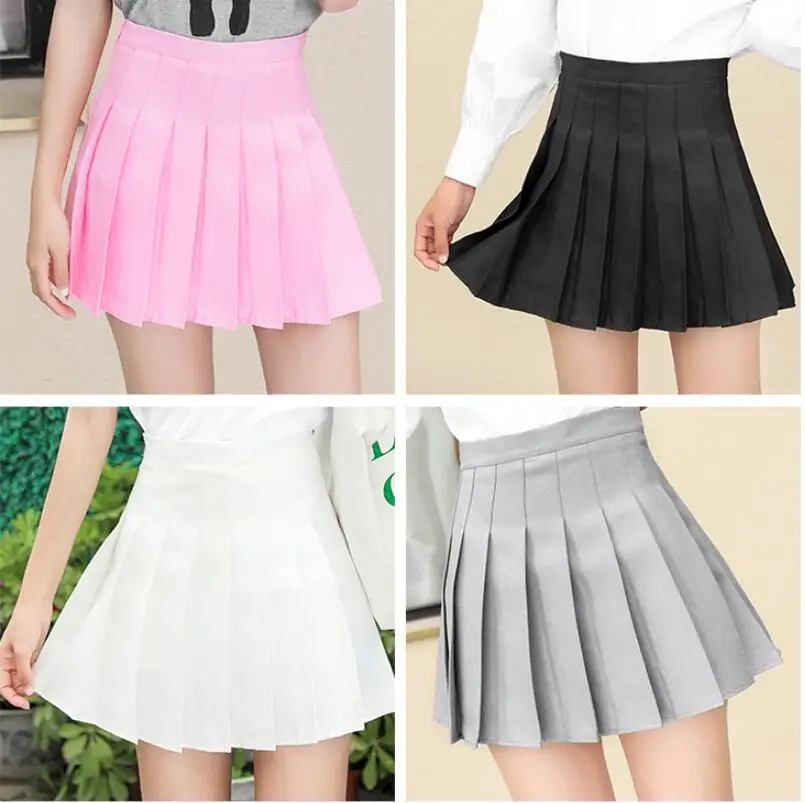 white pleated skirt Women Skirts High Waist Pleated Mini Dance Skirt Fashion Cosplay Costumes Female School Skirts black mini skirt