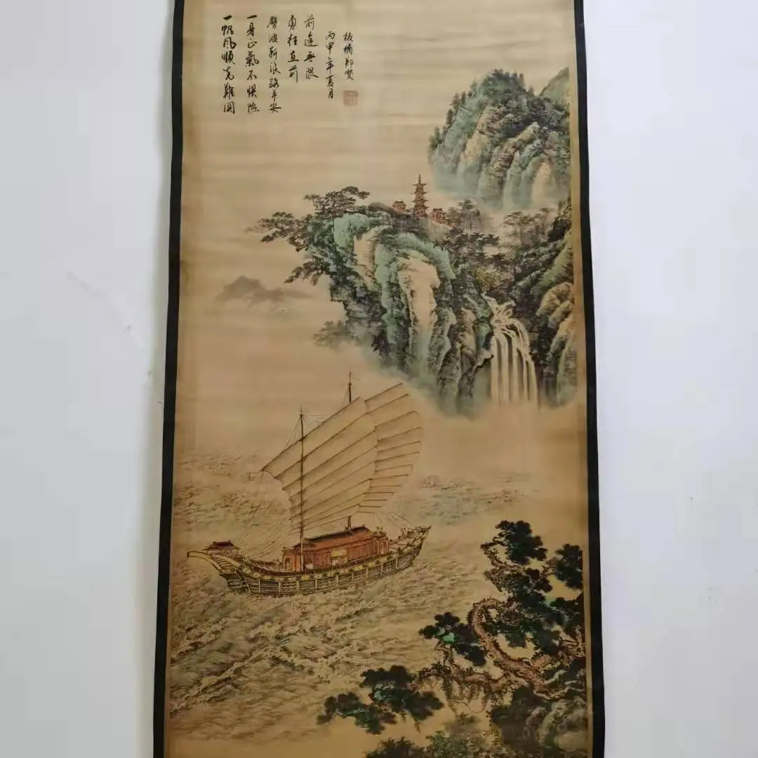 

Antique calligraphy and painting Chinese painting Text & painting painting，Smooth sailing
