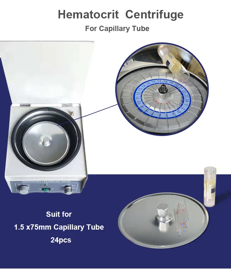 12000rpm Electronic Benchtop Blood Hematocrit Centrifuge 1.5x75mm Capillary Tube For Laboratory and Medical Use SH120