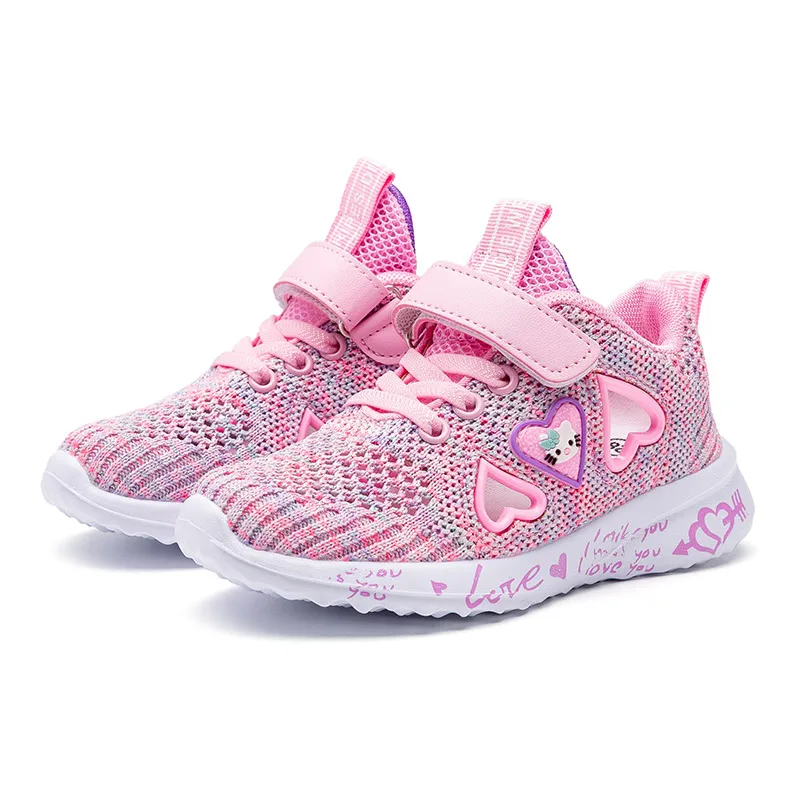 Осень новая детская сетчатая обувь кроссовки для девочек детская обувь повседневная обувь для мальчиков уличная Модная брендовая спортивная обувь GTU-035 - Цвет: Pink