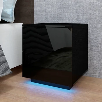 

LED Double Side Cabinet Bedside Table Side table Nightstand Black
