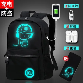

Girls School Bags Boys Usb Luminous Backpack Teenager Waterproof Music Bag Back To School Laptop Mochila Leisure Travel Bag