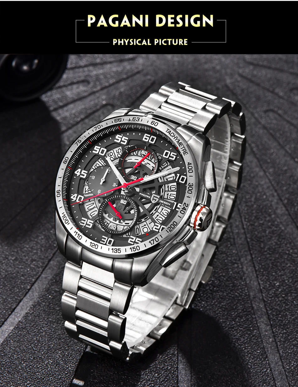 PAGANI Дизайн Топ люксовый бренд спортивный хронограф мужские часы Reloj Hombre водонепроницаемые кварцевые часы Relogio Masculino