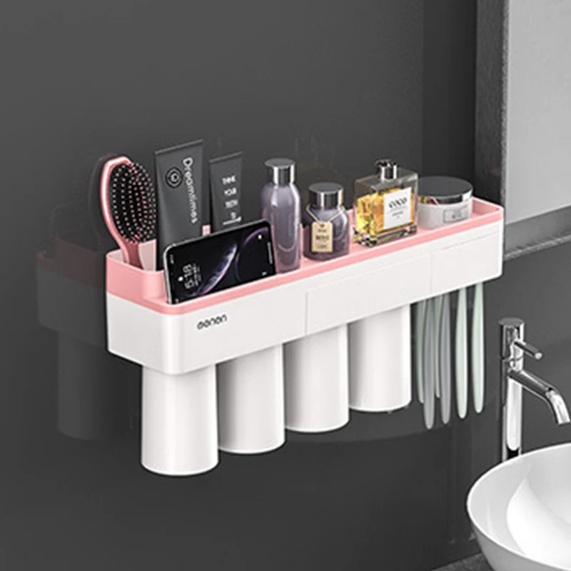 UNTIOR Магнитная Адсорбция перевернутая зубная щетка держатель для макияжа моющее средство телефон зубная паста для хранения ванной комнаты настенное крепление набор для ванной - Цвет: Q