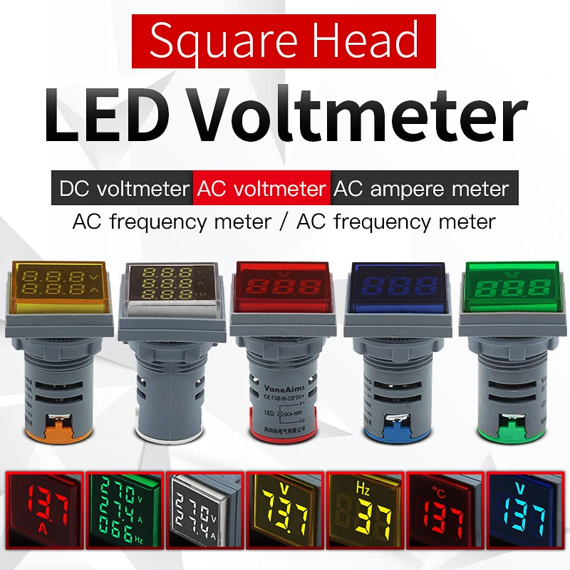 Square Display Ac Voltmeter Ammeter Used For Line Measurement Value