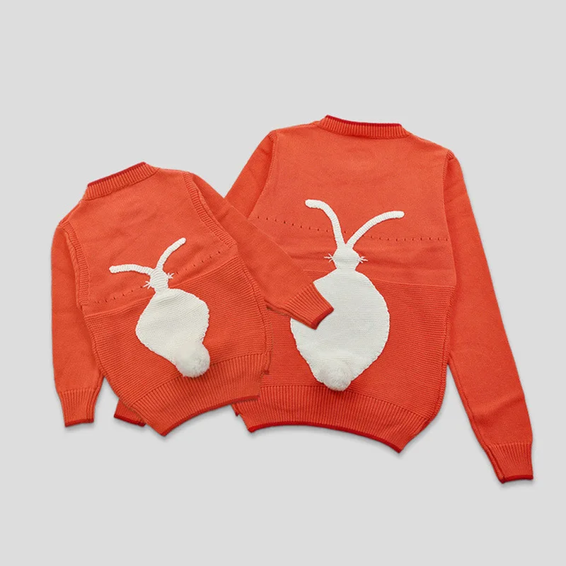 

Swinter Mommy and Me Sweater Clothes New Cute Rabbit Cotton Sweater Mother and Daughter Family Long Sleeve O-neck Family Clothes