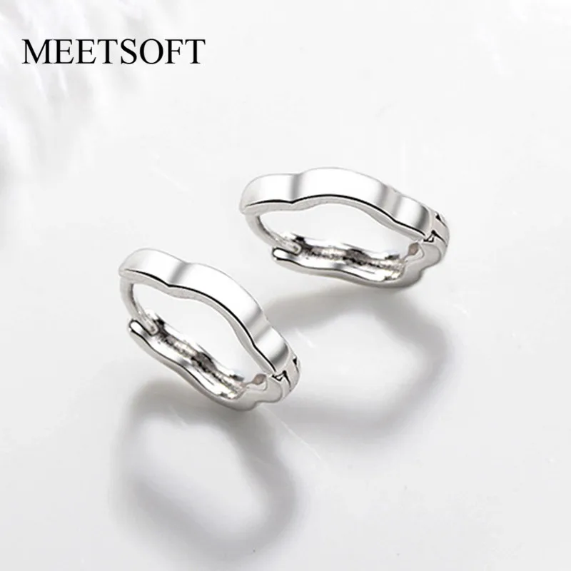 Женские серьги кольца MEETSOFT модные из стерлингового серебра 925 пробы с цветком