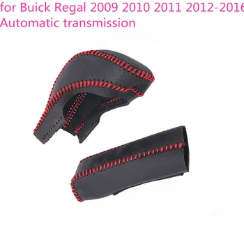 

Automatic transmission black Gear Shift Collars Genuine Leather Cover Hand sewing for buick Regal 2009 2010 2011 2012-2016