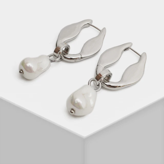 punk cystal pendant earrings for women exaggerated dangle earrings peal earrings party jewelry geo for girlfriend gift SILVER-PEARL