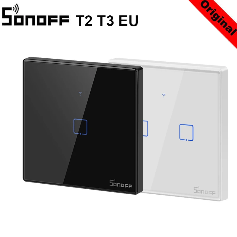 Настенный сенсорный выключатель SONOFF T3 T2EU TX Wi Fi с краями умный дом 1/2/3 Gang 433