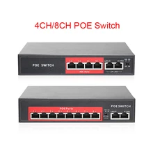 Techage 48 В 4CH 8CH сетевой переключатель POE с 10/100 Мбит/с IEEE 802,3 af/на более чем Ethernet для IP беспроводной AP CCTV камеры системы