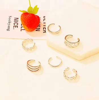 

6 Bags of Mixed Foot Rings Glamour Woman Silver Feet Jewelry