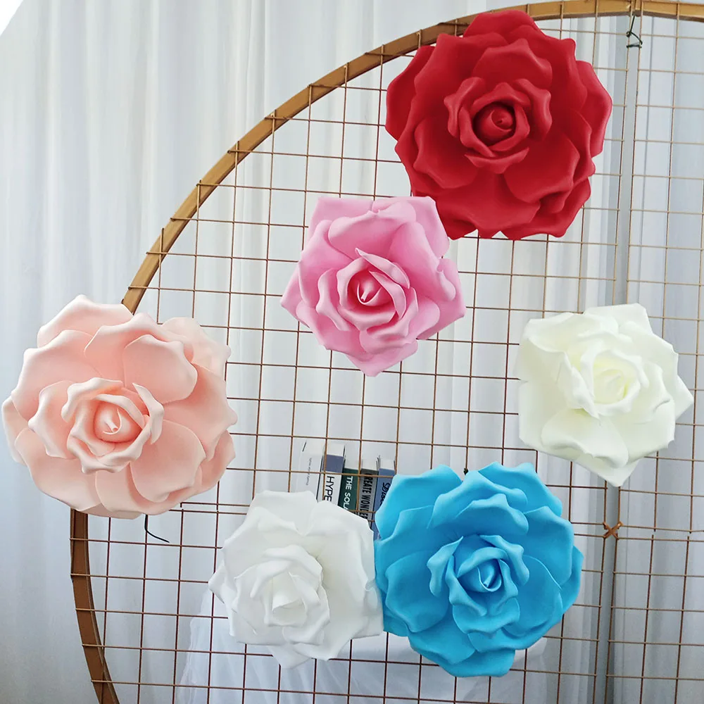 Simulation Rose Flower Head for Home Garden Wedding Wall Background Decoration PE Foam Roses DIY Mall Window Layout Floral