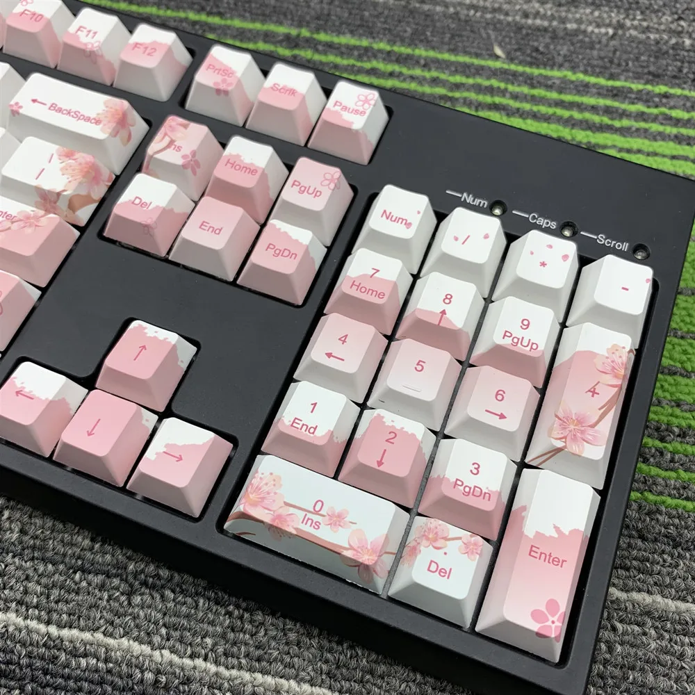  Cherry Blossom Keycaps Full Set Mechanical Keyboard Keycaps PBT 5 Face Dye-Sublimation Keycap For A