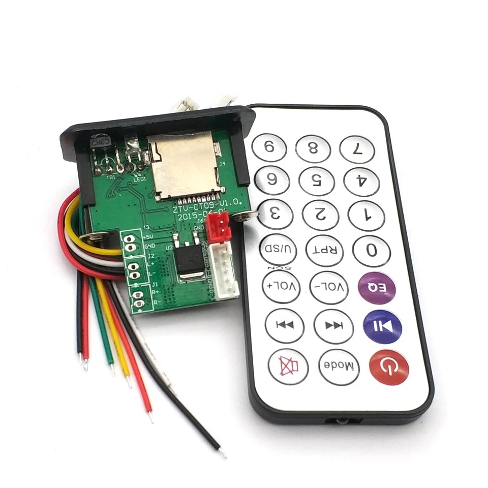 Автомобиль 5 В/12 В мини MP3 декодер доска USB TF U-Disk Reader MP3-плеер усилитель с ИК-пультом дистанционного управления для Uno