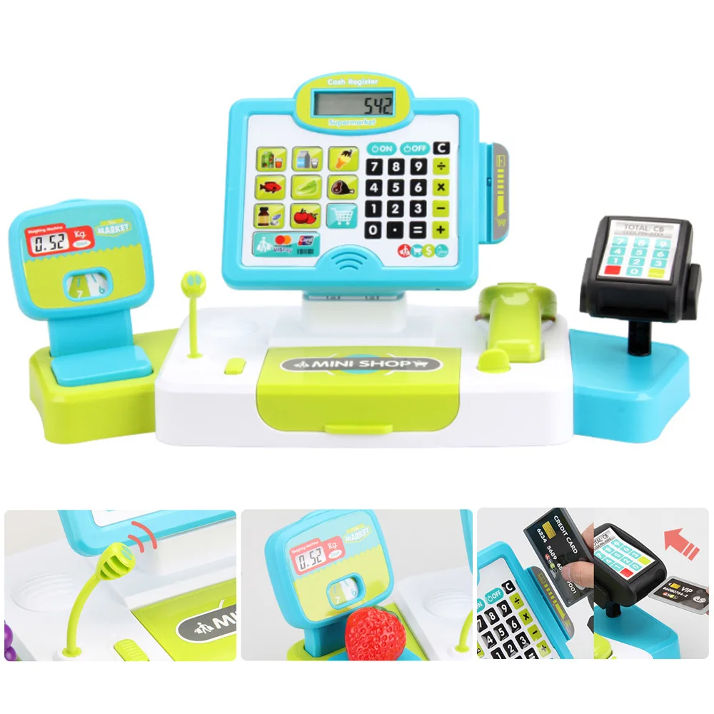 

Kids-Pretend-Play toys Mini Simulated Supermarket Checkout Counter Role play Cashier Cash Register SetEarly Educational Toys