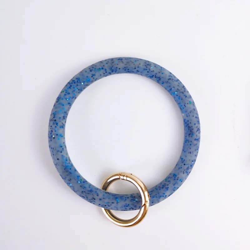 F Cpop Trendy Silica Gel Wristlet Key Chains Bangle Geometric Hollow Circle Glitter Car Keychain Fashion Women Accessories Gifts - Цвет: F