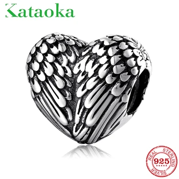 

Heart shape wings of an angel 925 Sterling Silver fine charms Beads Fit Original European Charm Bracelet Jewelry making