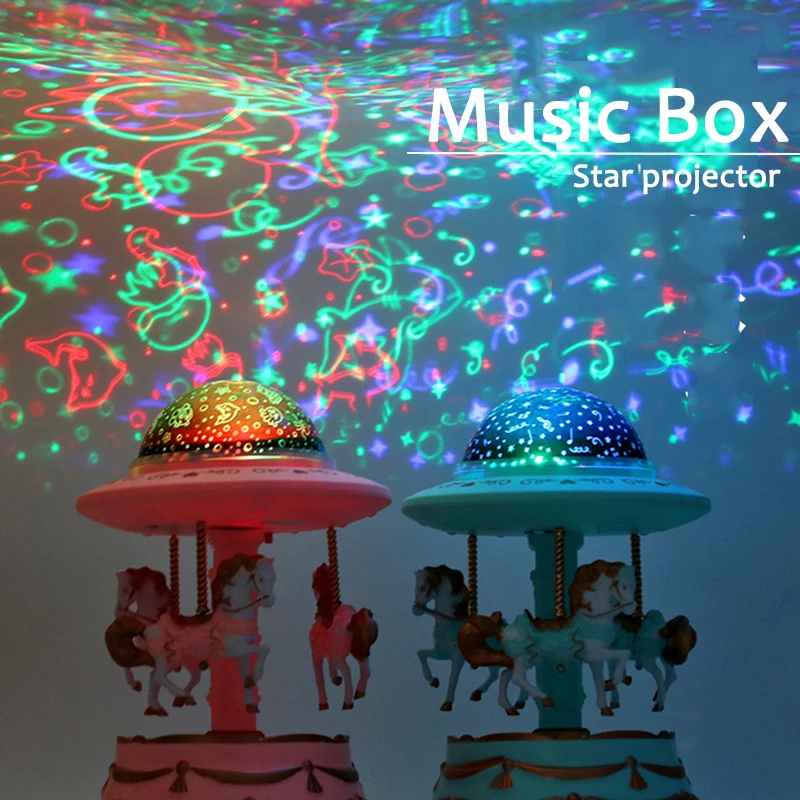Juguetes luminosos para bebés, carrusel de noche con luz estrellada, caja de música, lámpara de proyector, luces LED para calmar el sueño, regalos|Juguetes con luces| AliExpress