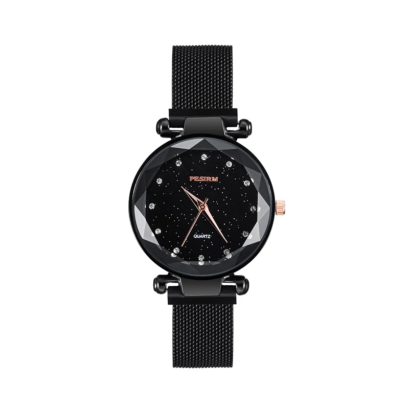 PESIRM Relogio часы Звездное небо бриллиантовые женские роскошные магнитные часы с застежкой модные Подарочные наручные часы для женщин - Цвет: BLACK
