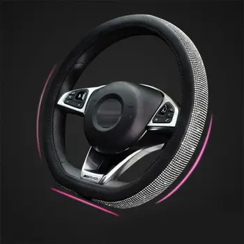 

15 Inch Steering Wheel Cover D-Type Shiny Rhinestone Decor Nice Accessories Car