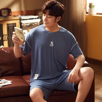 

Pajamas Men Summer Modal Fabric Solid Color Casual Homewear Set Home Wear