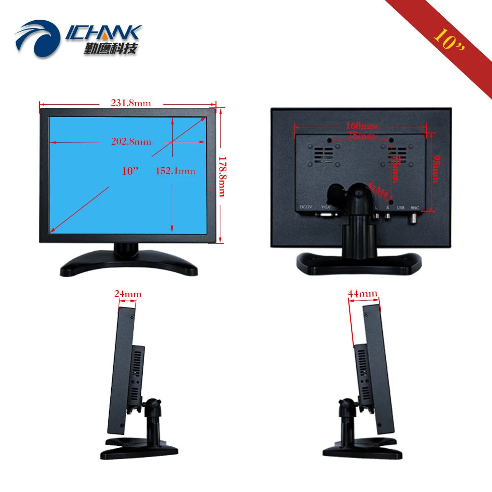 ݼ      LCD ȭ, AV BNC HDMI Է USB Ʈ B100TN-ABHUV, 10 ġ , 800x600