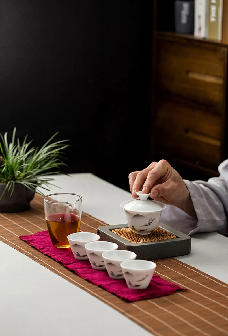 Керамический чайник Gaiwan teacups Gaiwan, чайная чашка для Пуэр китайский заварочный чайник портативный дорожный чайный сервиз, кружка для вина