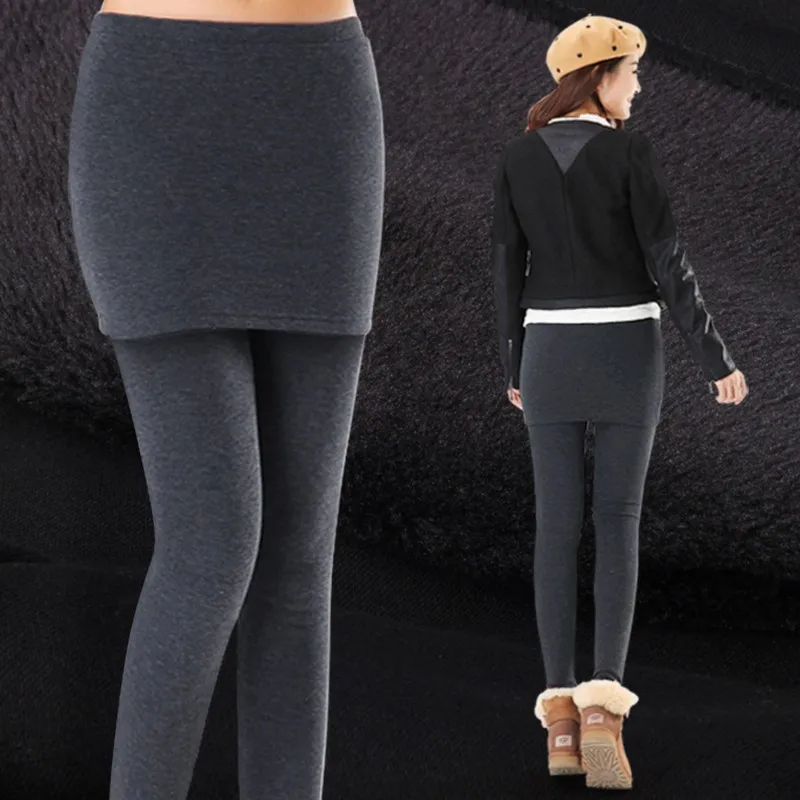 

M-4XL Velvet Thicken Leggings for Women Fake Two Pieces Winter Leggings Women Casual Slim Fit Women's Leggins Plus Size Women