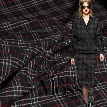 Черная и красная шерстяная одежда в клетку для осени и зимы высококачественные ткани на заказ