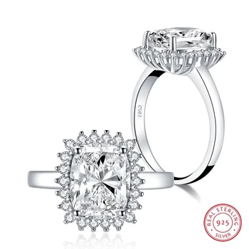 

8*10mm Cushion Cut Lab-created Diamond Ring wedding proposal brand shining fine jewelry 925 sterling silver band