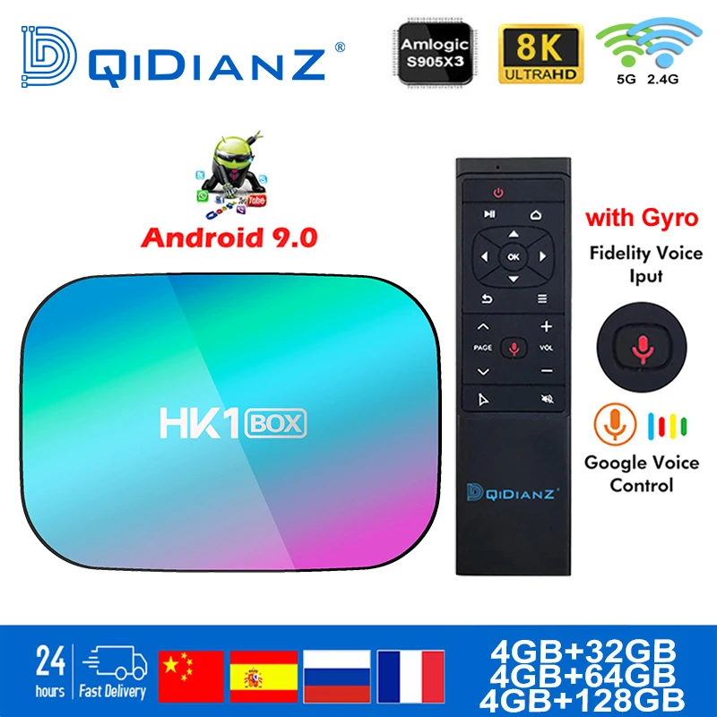 Smart tv BOX hk1box Android 9,0 1000M Amlogic S905X3 8K Dual Wifi BT Netflix быстрая приставка hk1 x3 PK HK1MAX H96 a95x