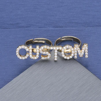 

Customized Fashion Personalized Zircon Lover Name Ring Friend Love Letter Gift Ring