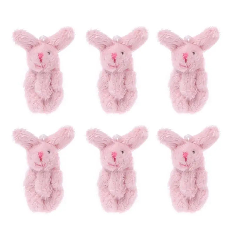 6 шт. 2 "мини-кролик кулон плюшевый кролик для брелока детская игрушка кукла DIY украшения подарки вечерние сувениры Y4QA