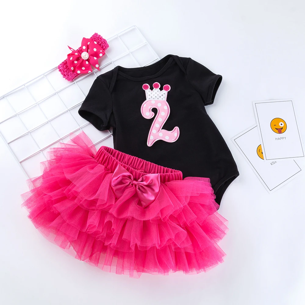 3Pcs Tutu Kids Newborn Romper Clothing Sets headband short-sleeved romper six-layer gauze dress bodysuit 0-2T Tutu Baby Clothes